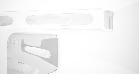 White smooth abstract architectural background. 3D illustration and rendering
