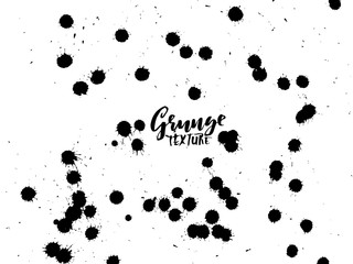 Handdrawn grunge texture. Abstract ink drops background. Black and white grunge illustration. Vector watercolor artwork pattern.