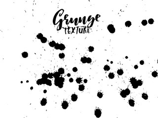 Handdrawn grunge texture. Abstract ink drops background. Black and white grunge illustration. Vector watercolor artwork pattern.