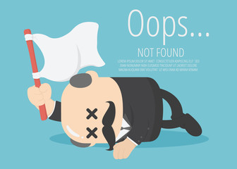 businessman boss sleep with fatigue raise the flag Oops 404 error page