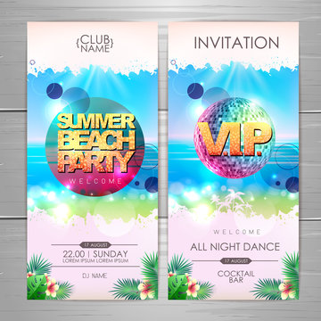 Summer party poster design. Summer beach party invitation design