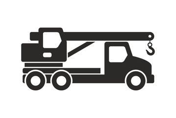 Truck crane icon, Monochrome style. isolated on white background