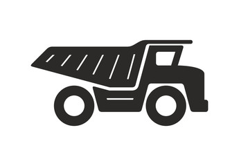 Dump truck icon, Monochrome style. isolated on white background