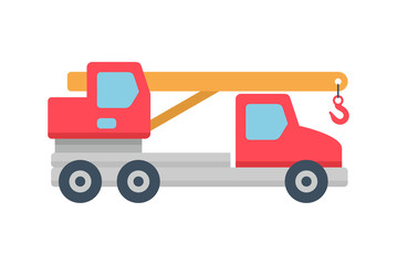 Truck crane icon, Flat style. isolated on white background