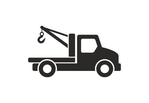 Tow truck icon, Monochrome style. isolated on white background
