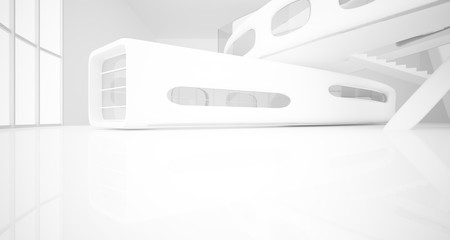 White smooth abstract architectural background. 3D illustration and rendering