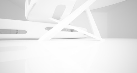 White smooth abstract architectural background. 3D illustration and rendering