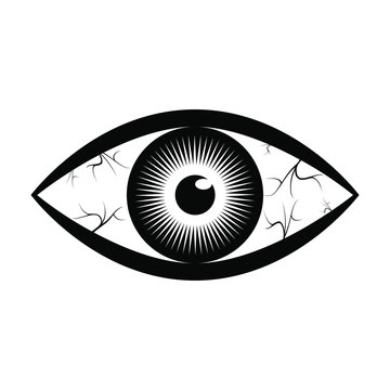 Sign Human Eye. Gray Icon Eye Isolated On White Background. Abstract Symbol Eye. Vector Illustration 