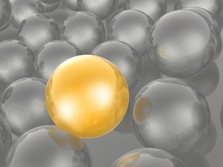 Yellow and grey spheres