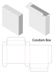 white condom box mockup with dieline template