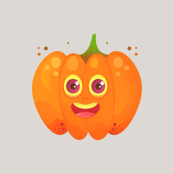 Character cartoon pumpkin. Emotional icon. Unexpected surprise, joy, surprised look. To the day of Halloween. Sticker for messengers and other communications. Cartoon style.