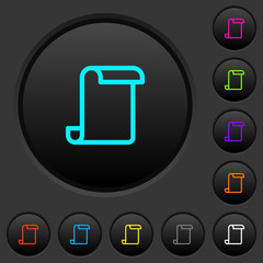 Blank paper scroll dark push buttons with color icons