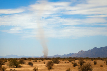 Naklejka na ściany i meble Dust Devil and Heat Waves in Arizona Desert