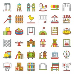 Toys, Playground and rides icon, filled outline color