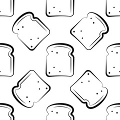 Bread Icon Seamless Pattern, Baked Bread Icon