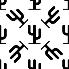 Cactus Icon Seamless Pattern, Cactus Plant Icon