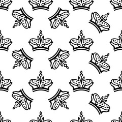 Crown Icon Seamless Pattern, Crown