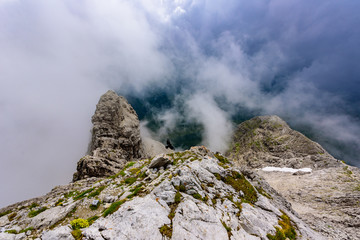 Mountain Widderstein in the valley Kleinwalsertal in the Allgau Alps in Austria, Beautiful Landscape Scenery in Europe