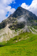 Mountain Widderstein in the valley Kleinwalsertal in the Allgau Alps in Austria, Beautiful Landscape Scenery in Europe