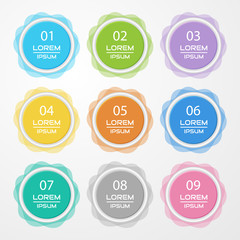 Circle Sticker, label colorful set with shadow