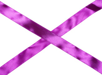 Purple ribbon isolated on white background, top view