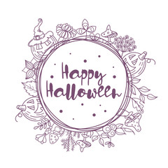 Happy Halloween vector illustration. Hand drawn greeting card, invitation for a Halloween party.