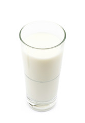 Tall glass of milk isolated