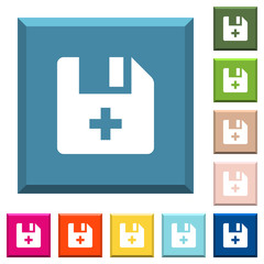 Fototapeta premium Add new file white icons on edged square buttons
