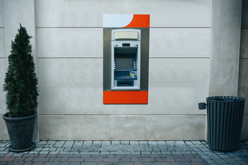 Modern street ATM machine for withdrawal of money and other financial transactions