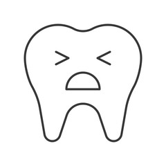 Tooth pain cartoon, simple outline icon dental care set