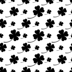 Clover Four Leaf Icon Seamless Pattern