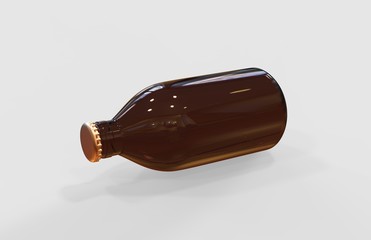 Cold Brew Coffee Bottle Mock-Up On Isolated White Background, 3D Illustration