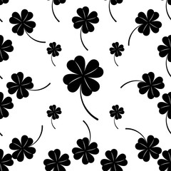 Clover Four Leaf Icon Seamless Pattern