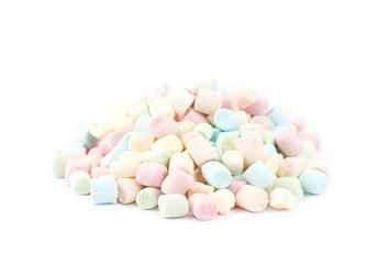 Obraz na płótnie Canvas Pile of mini marshmallows isolated