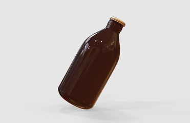 Cold Brew Coffee Bottle Mock-Up On Isolated White Background, 3D Illustration