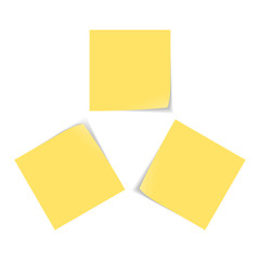 3 yellow post it paper notes.