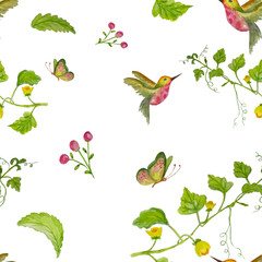 bird and flower pattern