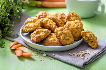 Healthy vegan carrot and oat cookies for breakfast or snack
