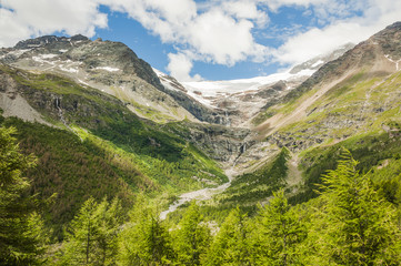 Bernina, Alp Grüm, Gletscher, Palü Gletscher, Lagh da Palü, Bergsee, Alpen, Wanderweg, Puschlav, Graubünden, Sommer, Schweiz