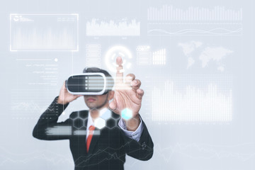 concept of a businessman in VR  working. future concept. .