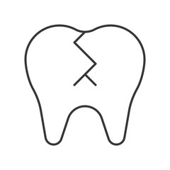 broken tooth, simple outline icon dental care set