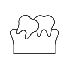tilted teeth, simple outline icon dental care set