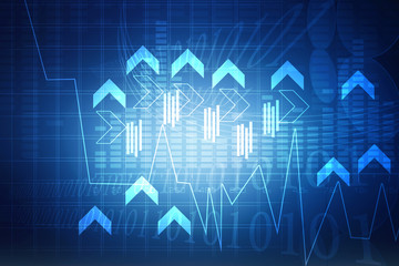 2d rendering Stock market online business concept. business Graph 