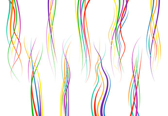 Set of abstract color  curved lines. Wave design element. Vector illustration.
