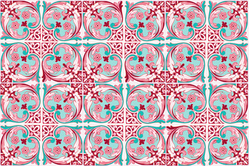 Vintage purple ceramic tiles wall decoration.Turkish ceramic tiles wall background