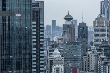 Modern skyscrapers in central district of Shanghai city