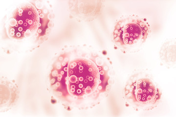 Human egg cell on science background