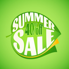 Summer Sale lettering Design Template on leaf