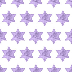 Seamless Watercolor Stars Pattern. Magic Festive Background. Hand Drawn Doodle Stars. Baby Design. Abstract Rapport for Wallpaper, Textile, Linen, Wrapping, Posters, Cards, Banner. New Year, Birthday 