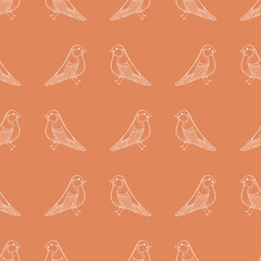 Seamless pattern of bullfinch.
